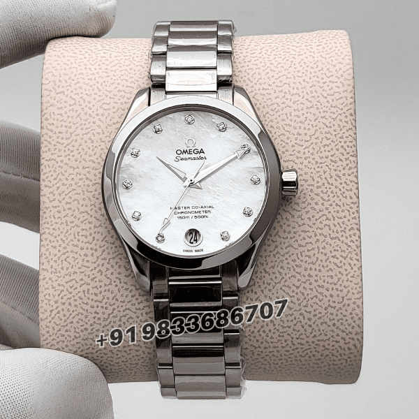 Omega Seamaster Aqua Terra 150m Co-Axial Master Chronometer 34mm Mother of Pearl White Dial High Quality Women’s Watch (1)