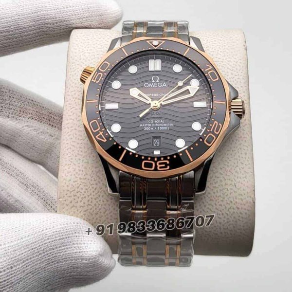 omega watch first copy Seamaster Diver Professional Dual Tone Black Dial