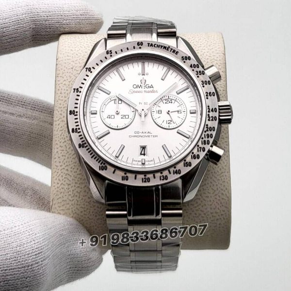 Replica Omega watch Speedmaster Co-Axial Master Chronometer Chronograph Silver White Dial