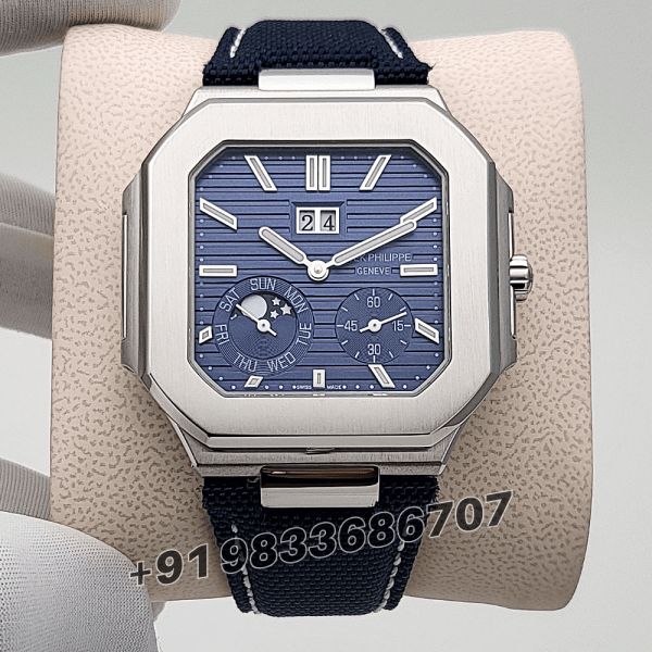 Patek Philippe Cubitus Platinum 5822P-001 Sunburst Blue Dial 45mm Exact 11 Replica Top Quality Super Clone Swiss ETA 240 PS CI J LU Automatic Movement Watch (3)
