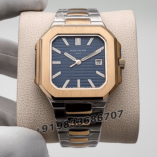 Patek Philippe Cubitus Stainless Steel and Rose gold Sunburst Blue Dial 45mm High Quality Swiss Automatic Replica Watch (4) (1)
