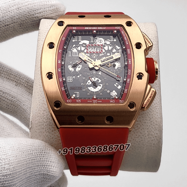 Richard Mille RM 011-FM Flyback Chronograph Orange Rubber Strap Super High Quality Swiss Automatic Watch