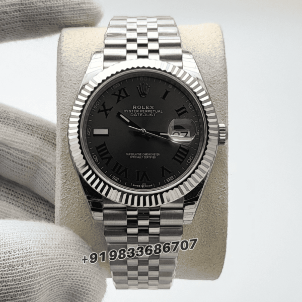 Rolex Datejust Oystersteel and White Gold Slate Dial 41mm Exact 11 Top Quality Super Clone Replica Swiss ETA 3235 Automatic Movement Watch
