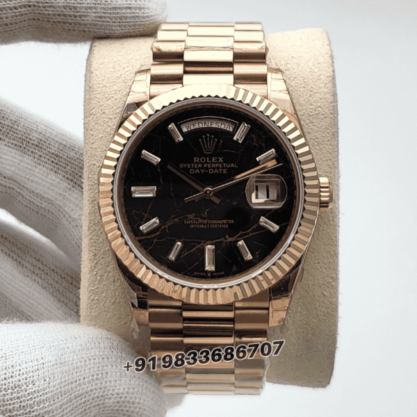 Rolex Day-Date Everose Gold Eisenkiesel with Diamonds Set Dial 40mm Exact 11 Top Quality Replica Super Clone Swiss ETA 3255 Automatic Movement Watch