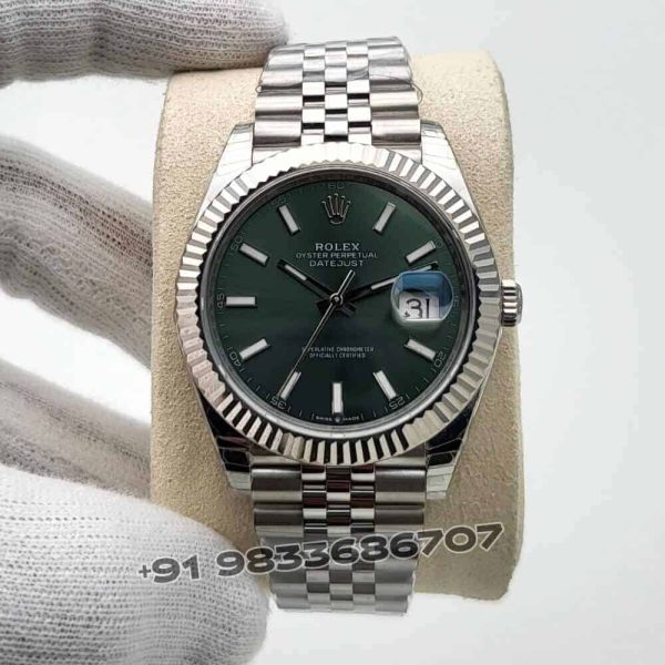 Rolex Datejust Oystersteel and White Gold Mint Green Dial 41mm Exact 1:1 Top Quality Super Clone Replica Swiss ETA 3235 Automatic Movement Watch