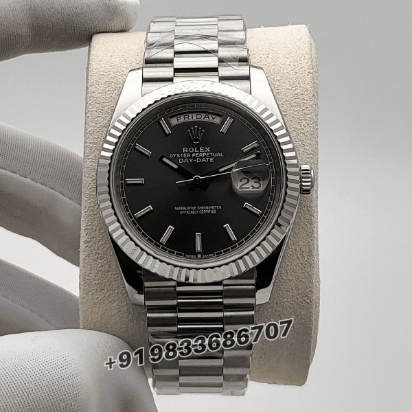 Rolex Day-Date Oyster White Gold Slate Dial 40mm Exact 11 Top Quality Super Clone Replica Swiss ETA 3255 Automatic Movem (1)