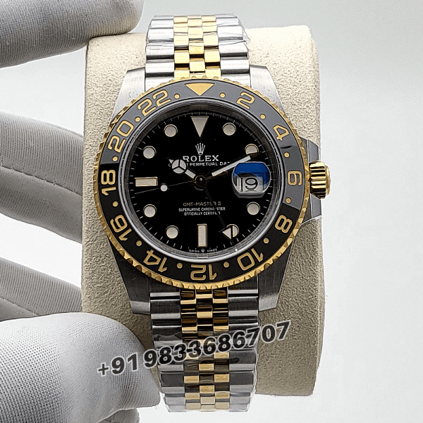 Rolex GMT Master II Oystersteel and Yellow Gold Black Dial 40mm Exact 11 Top Quality Super Clone Swiss ETA 3285 Automatic Mo (1)