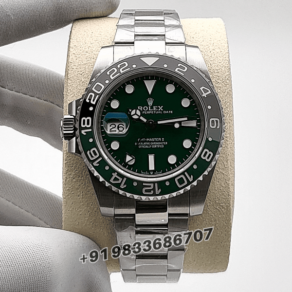 Rolex GMT Master II White Gold Left-Hand Green Ceramic Dial 40mm Exact 11 Top Quality Super Clone Replica Swiss ETA 3285 Automatic (1)