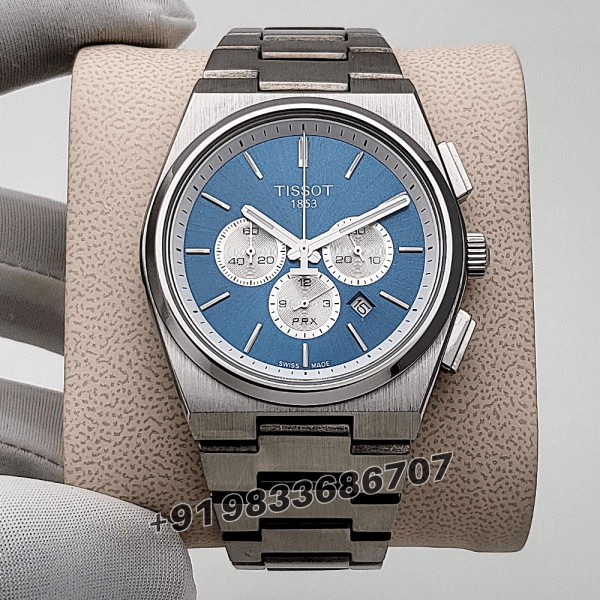 Tissot 1853 T-Classic PRX Chronograph Blue Dial Stainless Steel Strap High Quality Watch (2)