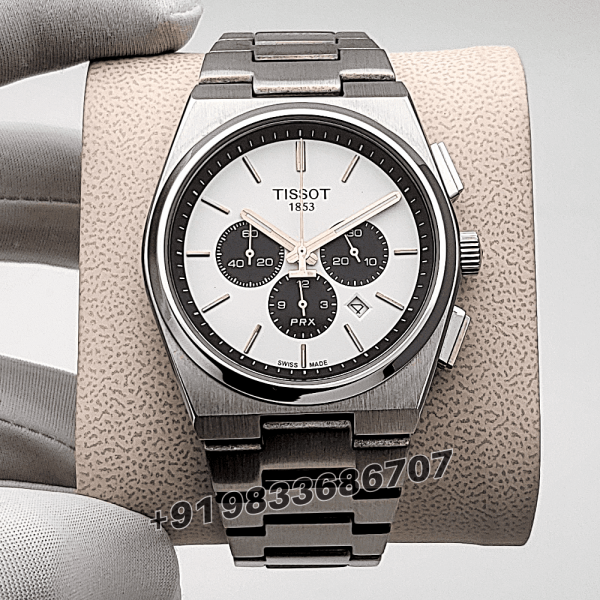 Tissot 1853 T-Classic PRX Chronograph White Dial Stainless Steel with Rose Gold Mark High Quality Watch