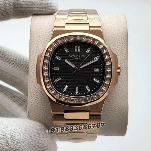 patek philippe nautilus replica Rose Gold White Emerald