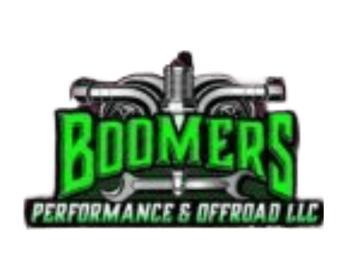 Boomer’s Performance & Offroad LLC logo with engine parts and offroad theme.
