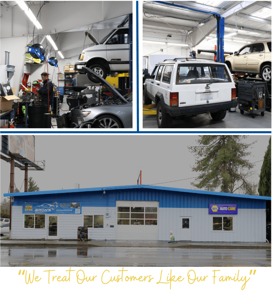 Modern auto repair shop with lifts and vehicles under service.