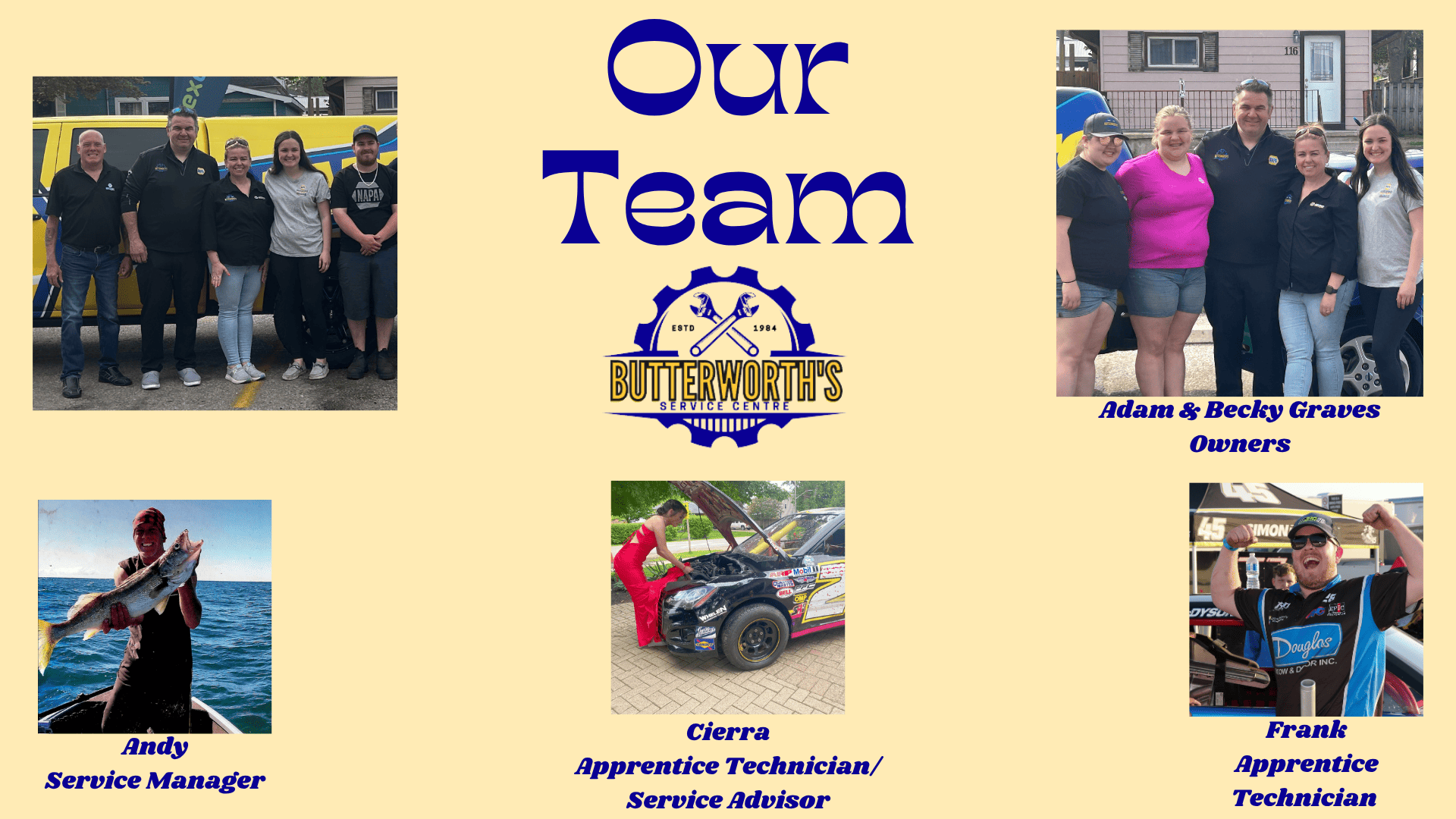 Our team of skilled technicians and staff at Butterworth's Service Centre ready to serve you.