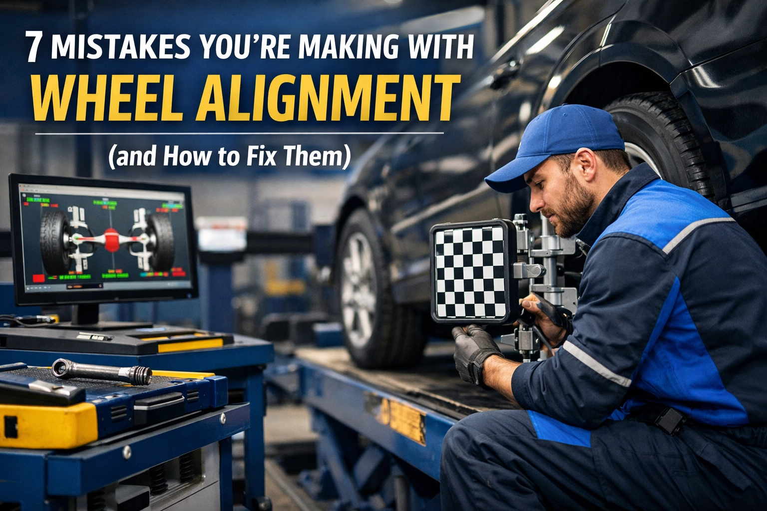 Wheel alignment service for vehicle maintenance and safety at Butterworth's Service Centre.