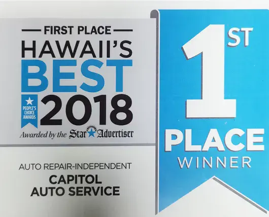 Auto repair award Hawaii's best auto service 2018 by Star Advertiser.
