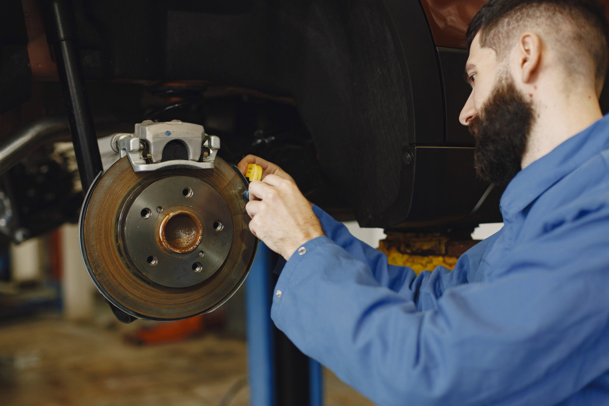 Professional brake inspection service at Car Corral Garage for safe driving.