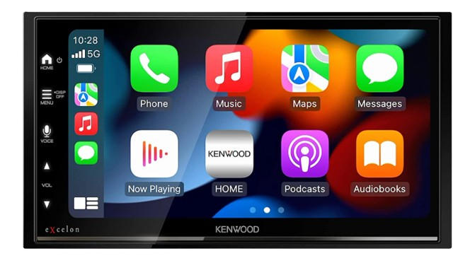 Kenwood car stereo touchscreen display for car entertainment systems.