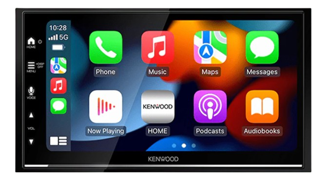 Car stereo with touchscreen display and multimedia features.