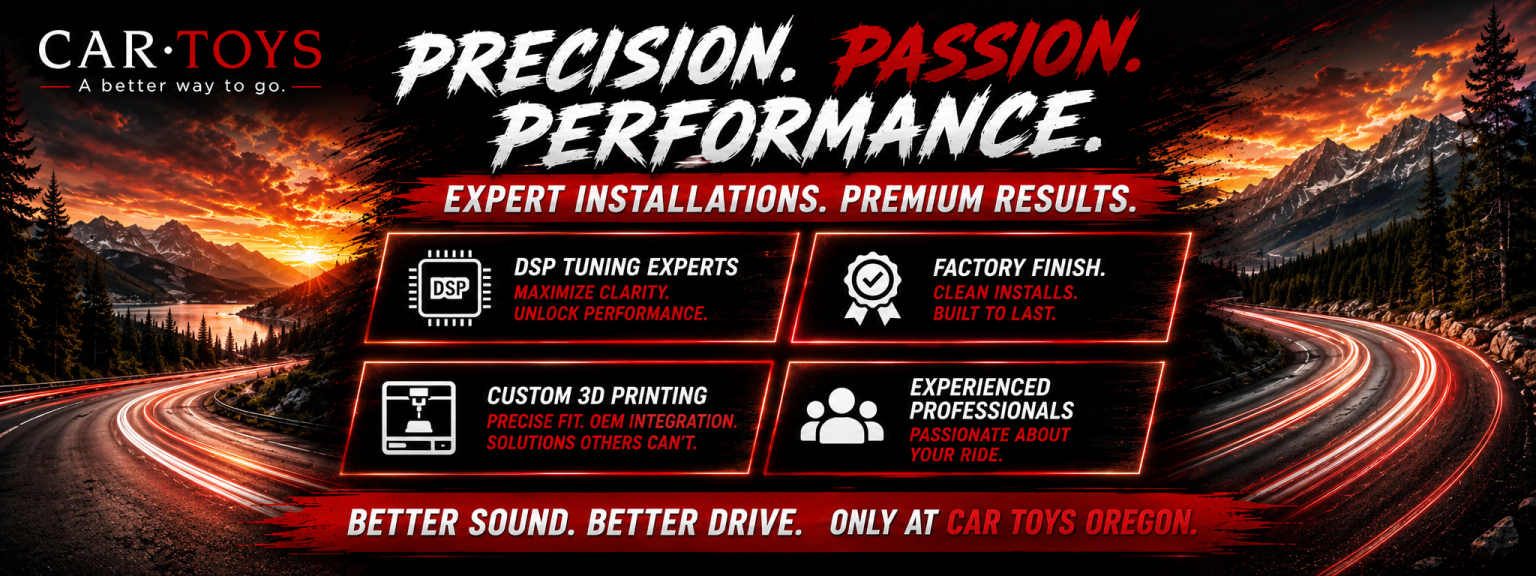 High-performance car with custom modifications at Car Toys Oregon.