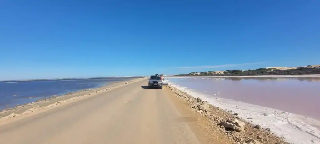 Pink lake Cactus beach