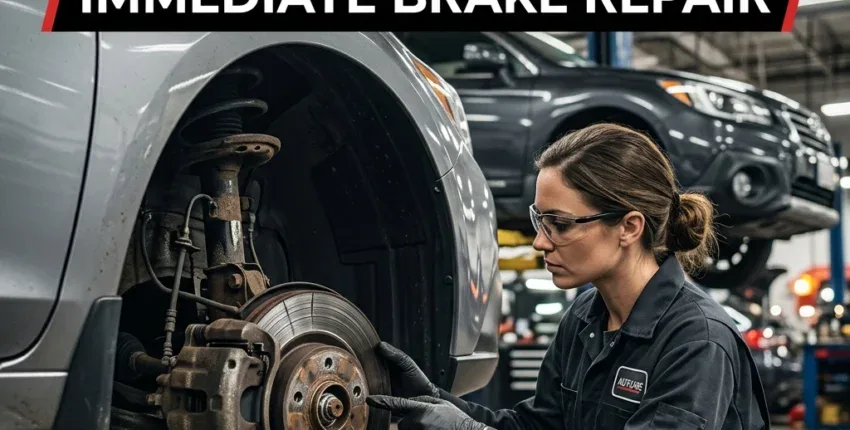 Car brake system warning signs indicating need for immediate brake repair at Clay's Auto.