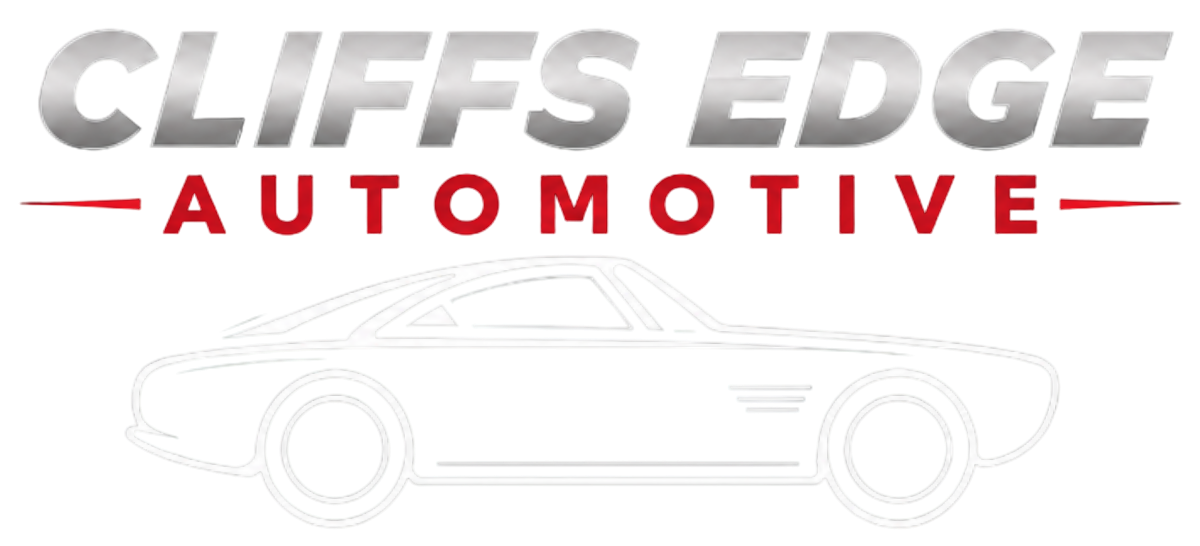 Cliffs Edge Automotive logo with a sleek car outline and bold text.