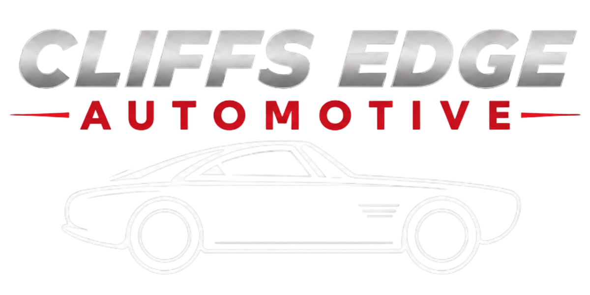 Cliffs Edge Automotive logo with a sleek car outline and bold text.