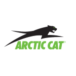 Arctic Cat snowmobile on snowy trail with rider in winter landscape.