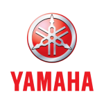 Yamaha motorcycle logo on a black background.