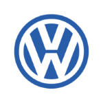 Volkswagen logo on a car at Cliffs Edge Automotive in Utah.