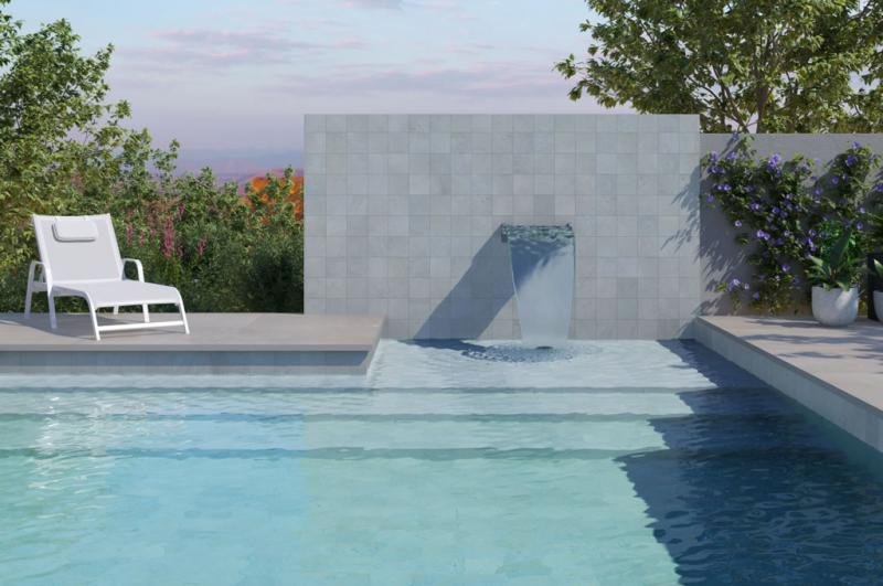 Piscina de alvenaria com acabamento moderno