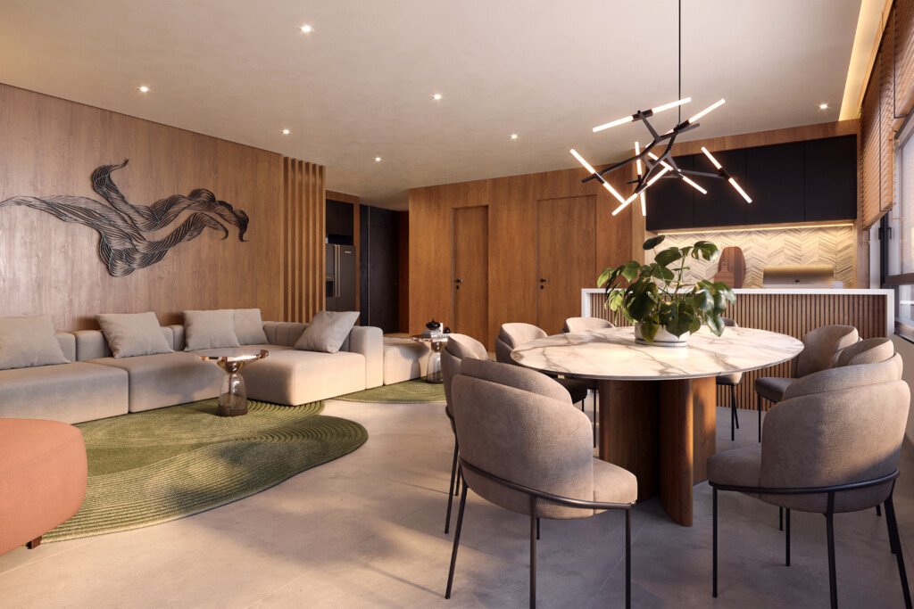 Apartamento de luxo com tons neutros