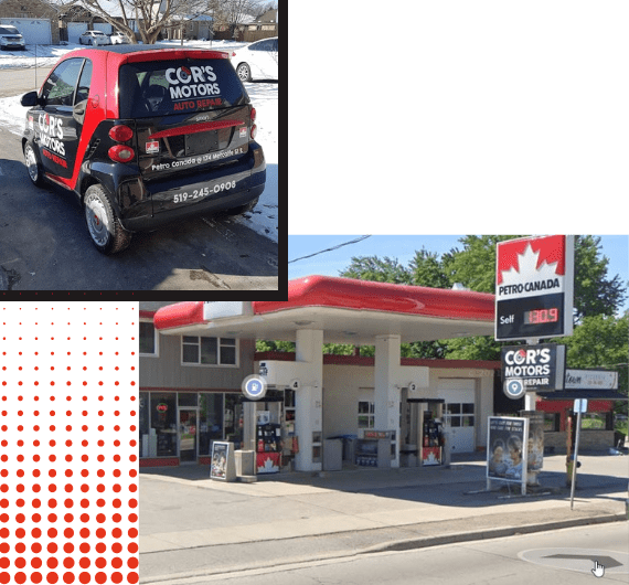 Auto repair service vehicle at Cor's Motors.