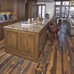 A sample of the york reclaimed in vail condo project complete with a kitchen island.