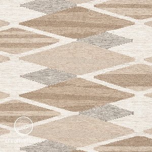 Sophisticated geometric patterned wooden floor in neutral tones.