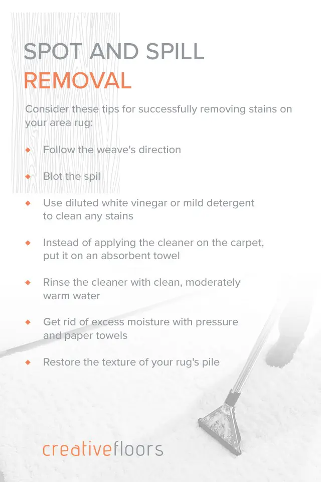 Spot and spill stain removal tips for carpets and rugs. Effective cleaning advice from Creative Floors.