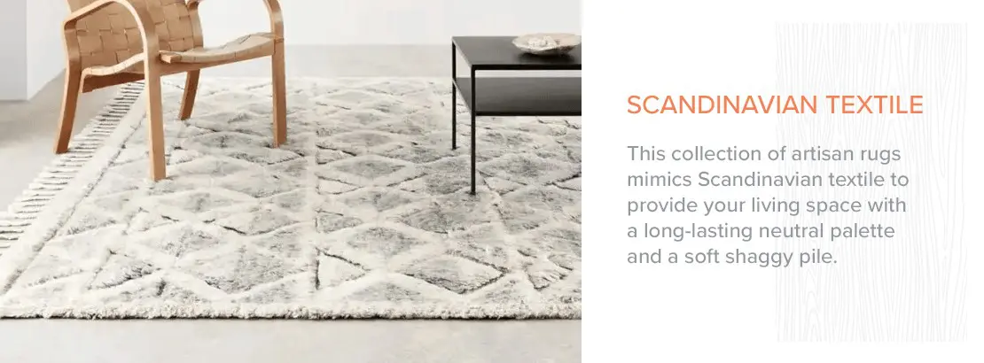 Cream Scandinavian textile rug in a modern living space.