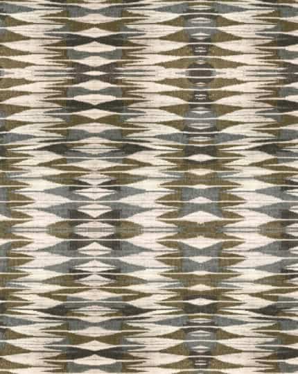 Vibrant patterned hardwood flooring with geometric design in natural wood tones.