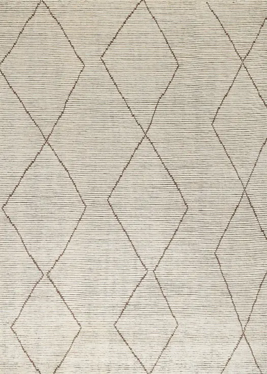 Denzle - DAB-BR-01 Soft beige patterned rug with geometric diamond design for modern interior decor.