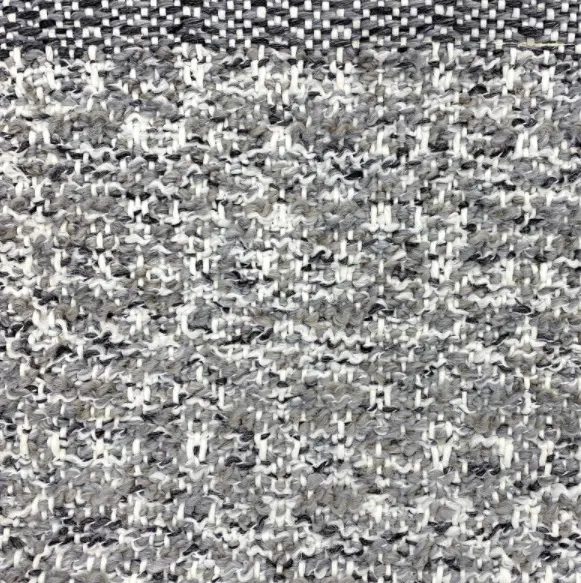 Faye - AOL-GW-01 Cream, gray, and black textured carpet sample for residential and commercial flooring.