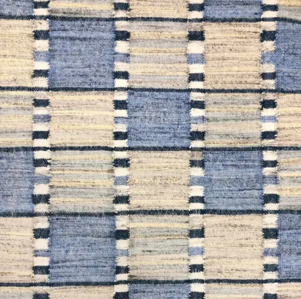 Isabella - AHA-05 Blue and beige checkered carpet with geometric pattern for interior flooring.