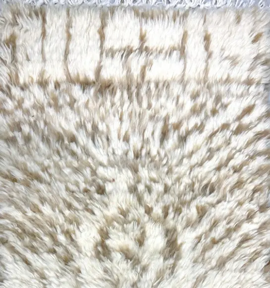 Cream shaggy area rug with plush texture for cozy living spaces, home decor, and stylish flooring solutions.