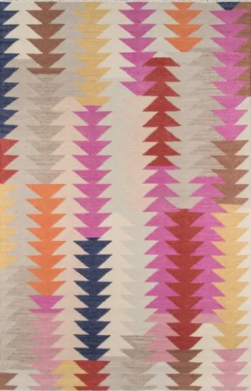 Jackson - EAC-03-MU Geometric colorful area rug with zigzag pattern, ideal for modern home decor.