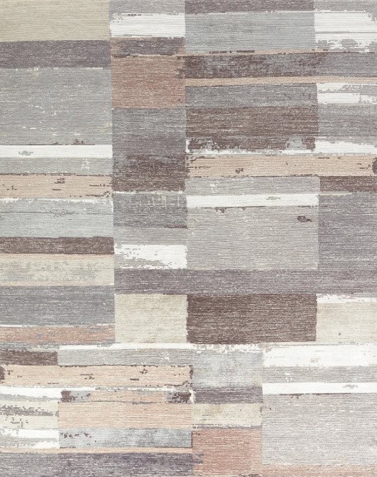 Modern distressed wood plank flooring in neutral tones, perfect for contemporary interior design.