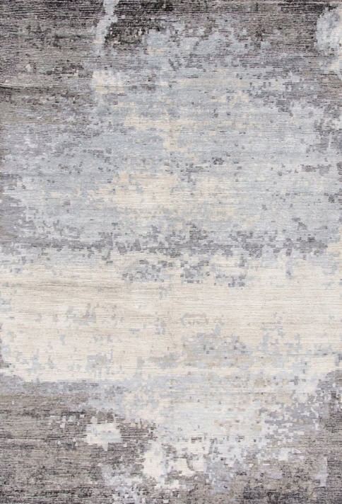Modern abstract area rug with neutral gray, beige, and ivory tones for stylish home decor.