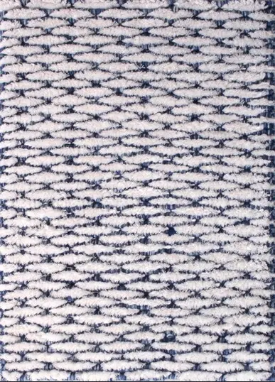 Birdie - RMS-MA-04 Soft textured blue and beige patterned area rug with woven design, ideal for home or office décor.