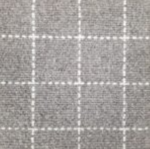Gray plaid carpet flooring with a modern checkered pattern.