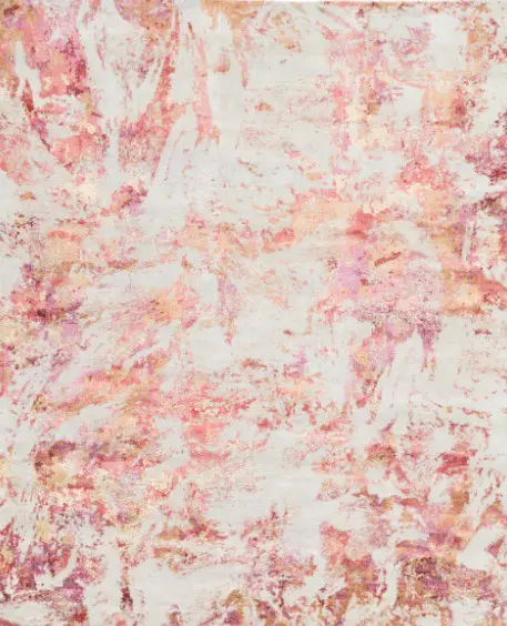 Doria - HIUN-DO-03 Vibrant abstract pink and beige textured wall art for interior decoration and design.