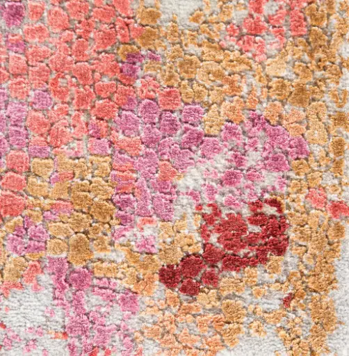 Doria - HIUN-DO-03_D Pink and orange textured carpet close-up, vibrant modern flooring options for homes and businesses.